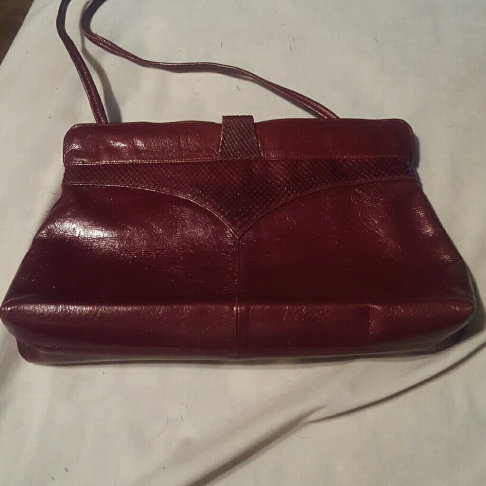 Red leather handbag from Charles jourdan